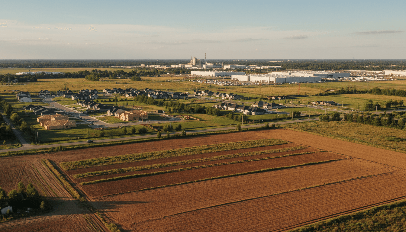Aerial landscape showing various land properties across the continental United States